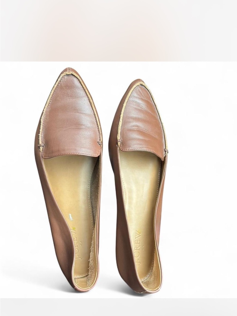 J. Crew Women's Shoes Edie Brown Pointed Leather Loafers Size 8